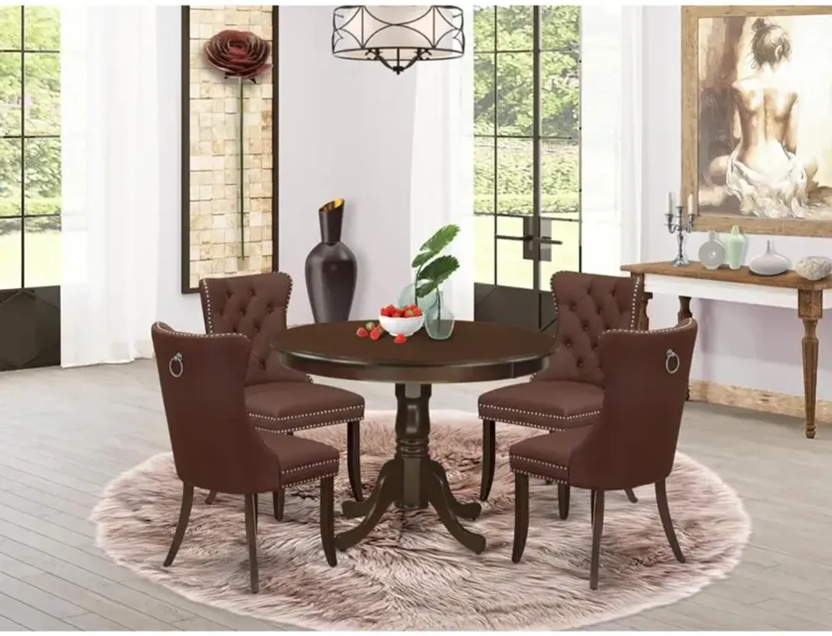 5 Piece Dinette Set Contains a Round Kitchen Table with Pedestal