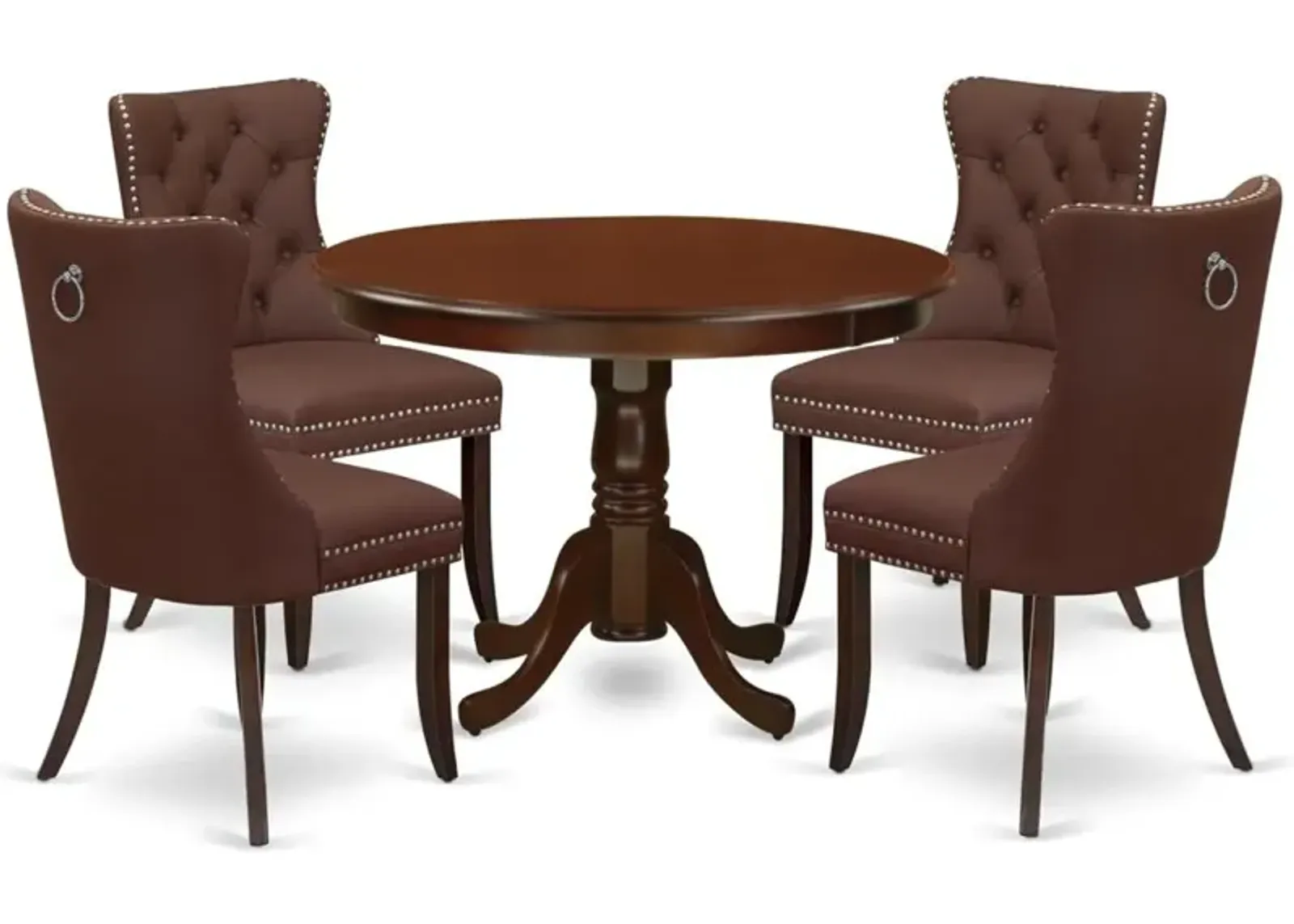 5 Piece Dinette Set Contains a Round Kitchen Table with Pedestal