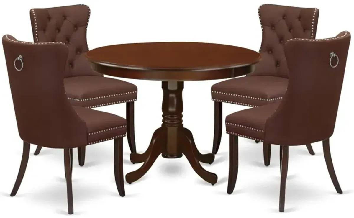 5 Piece Dinette Set Contains a Round Kitchen Table with Pedestal