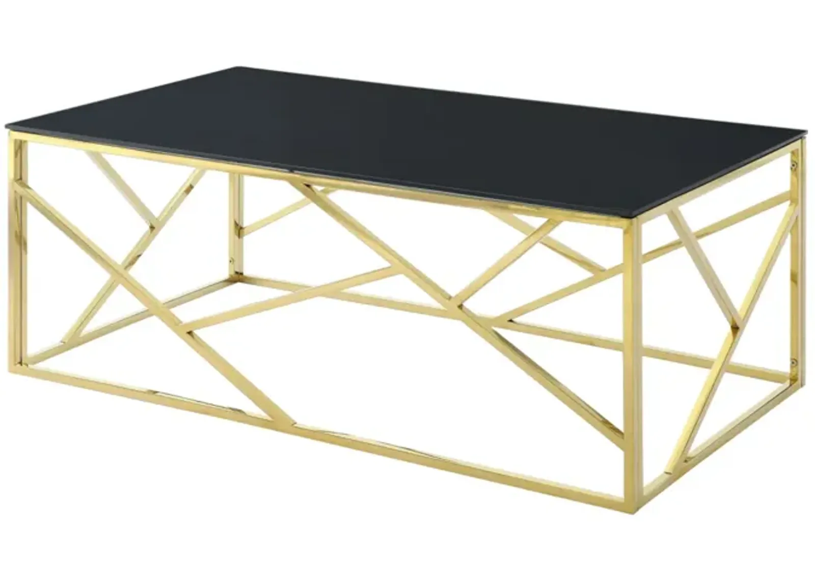 Rectangular Glass Top Coffee Table with Stainless Steel Frame