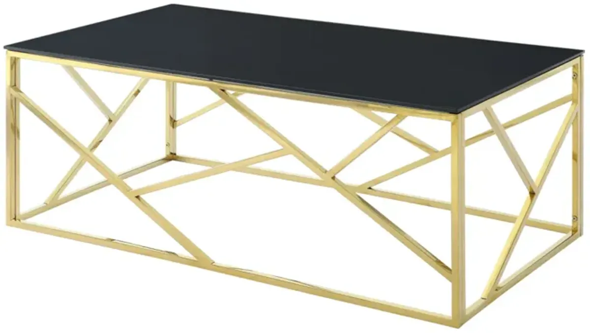 Rectangular Glass Top Coffee Table with Stainless Steel Frame