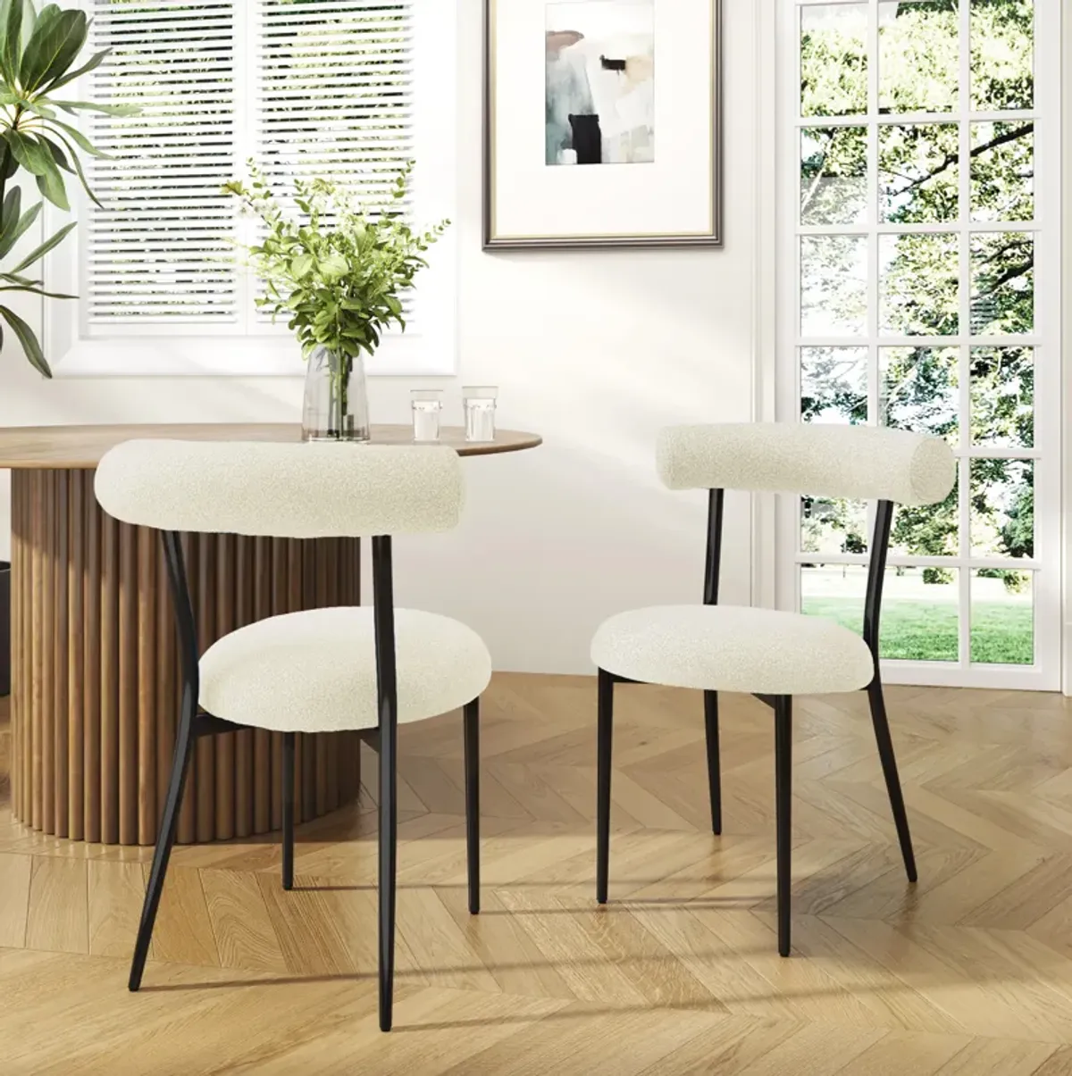 Merax Modern 2 Pieces Dining Chairs with Metal Frame