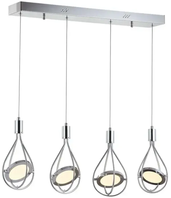 Orion 29" Adjustable Modern Integrated 4-Light Linear LED Metal Pendant