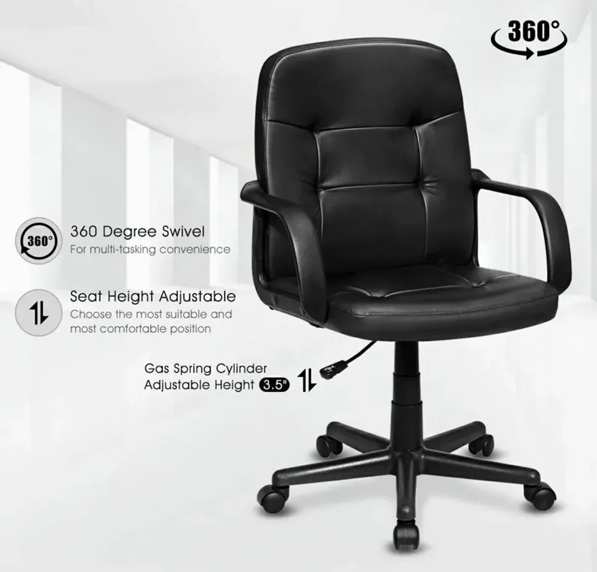 Costway Ergonomic Mid-Back Executive Office Swivel Computer Desk Chair New