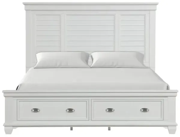 New Classic Furniture Jamestown Wood Queen Storage Bed, White