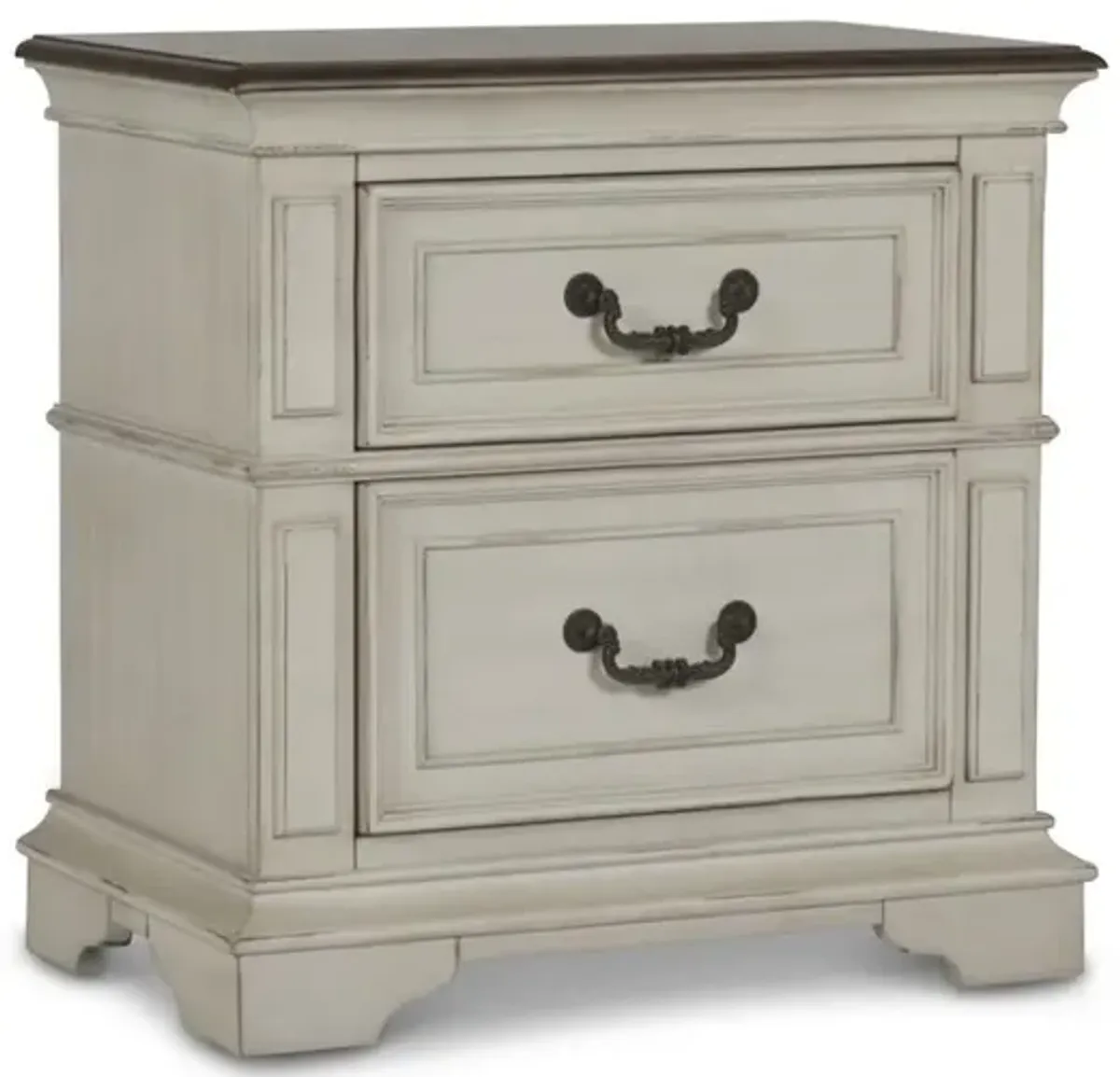 New Classic Furniture Anastasia 4-PC Cal King Wood Bedroom Set  Nightstand in Ant White