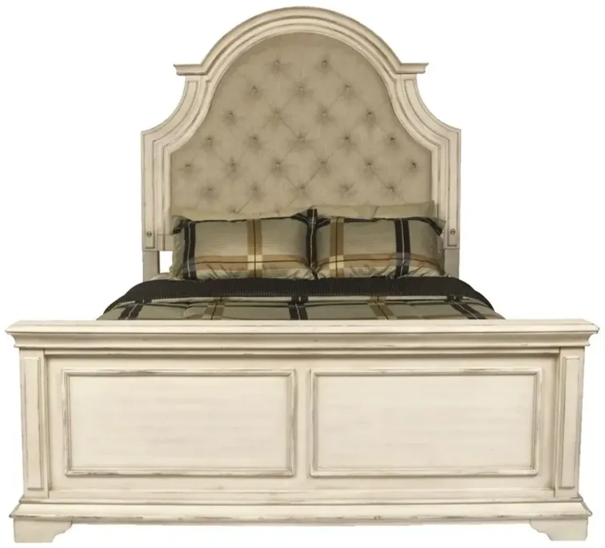 New Classic Furniture Anastasia 4-PC Cal King Wood Bedroom Set  Nightstand in Ant White