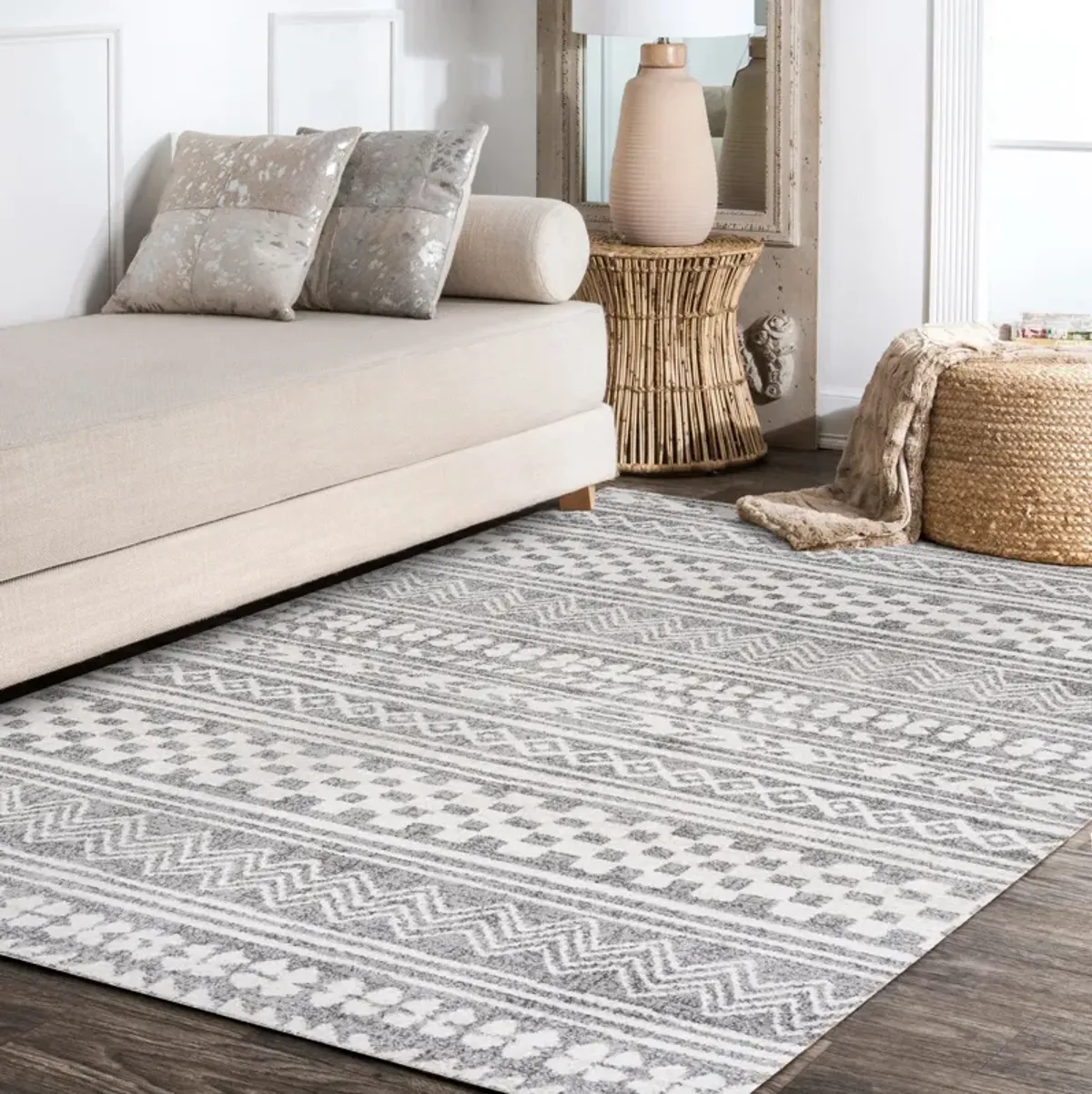 Imlil Tribal Geometric Stripe Area Rug