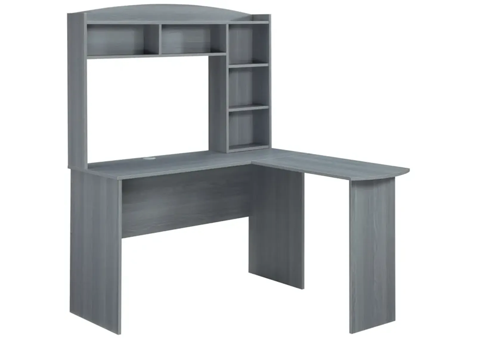 Modern L-Shaped Desk with Hutch, Grey