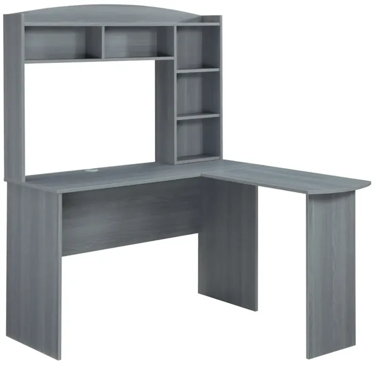 Modern L-Shaped Desk with Hutch, Grey