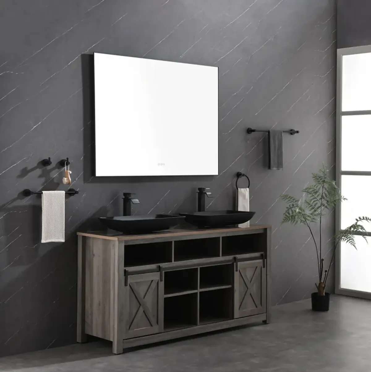 LED Backlit Bathroom Mirror Wall-Mounted Vanity Mirror with Smart Touch Button for Stylish Bathroom Lighting