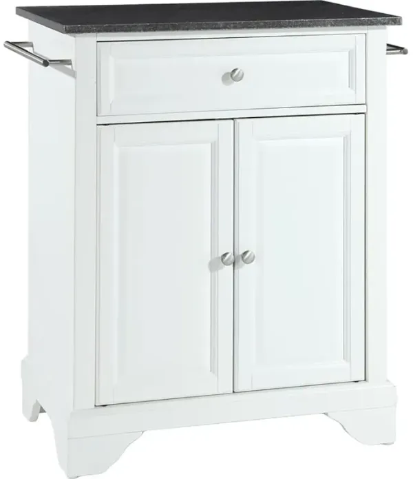 Lafayette Granite Top Portable Kitchen Island/Cart White/Black