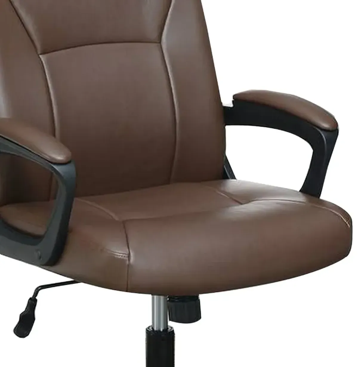 Office Chair with Curved Arms and Leatherette Upholstery, Brown-Benzara