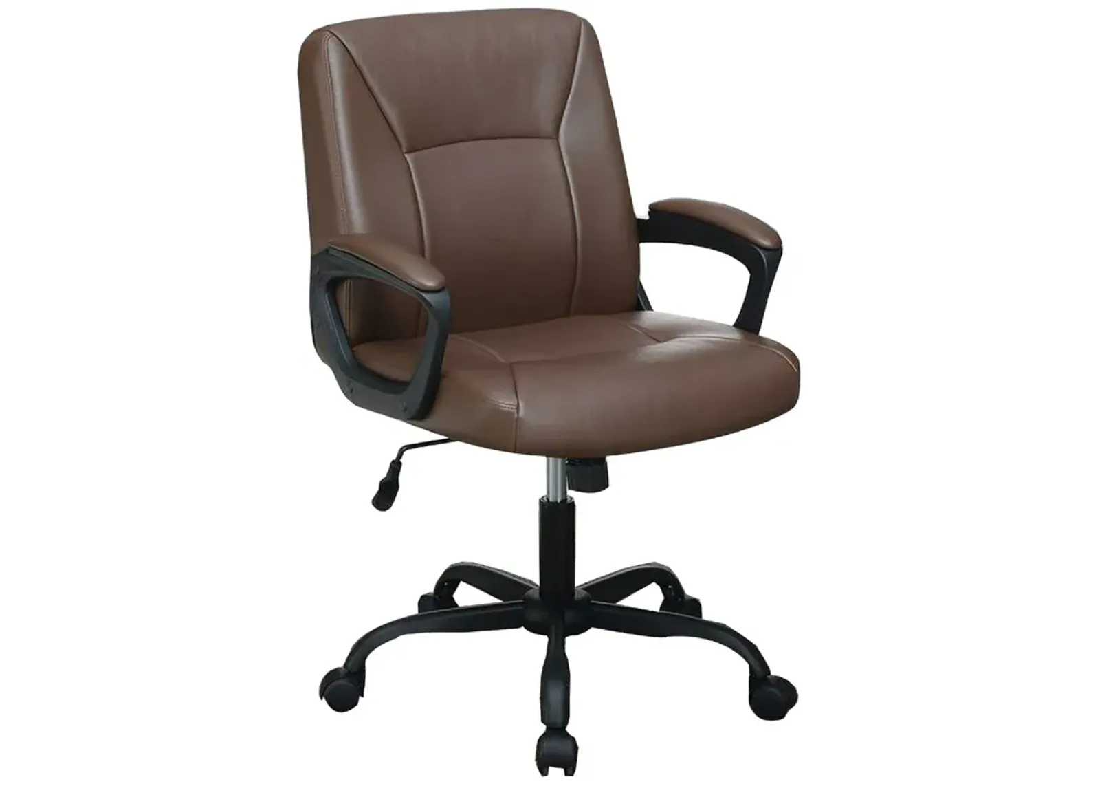 Office Chair with Curved Arms and Leatherette Upholstery, Brown-Benzara