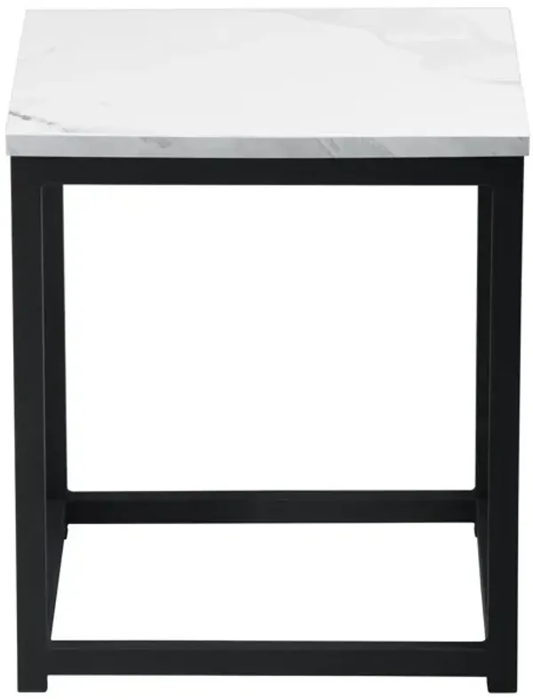 Hivvago 16" Black And Marble White Manufactured Wood And Steel Square End Table