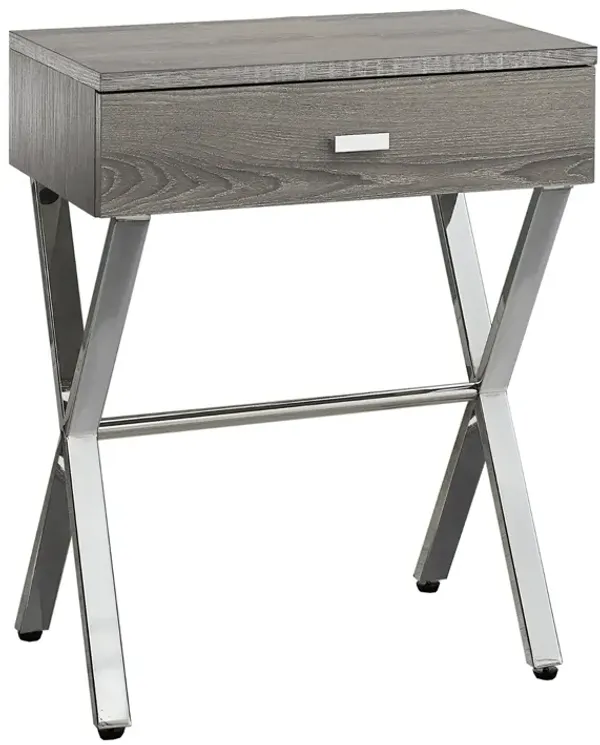 Classic Industrial End Table – Wooden Top Metal Frame with Drawer Storage