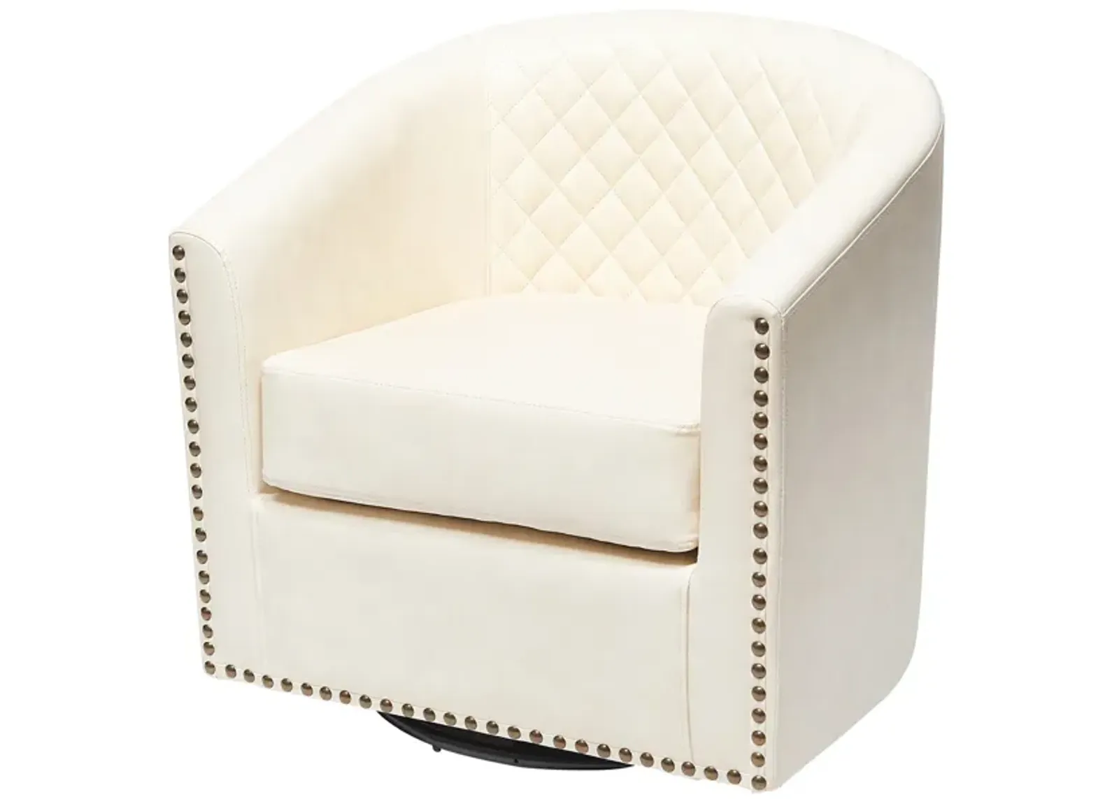 29" Wide Tufted PU Leather Swivel Barrel Chair