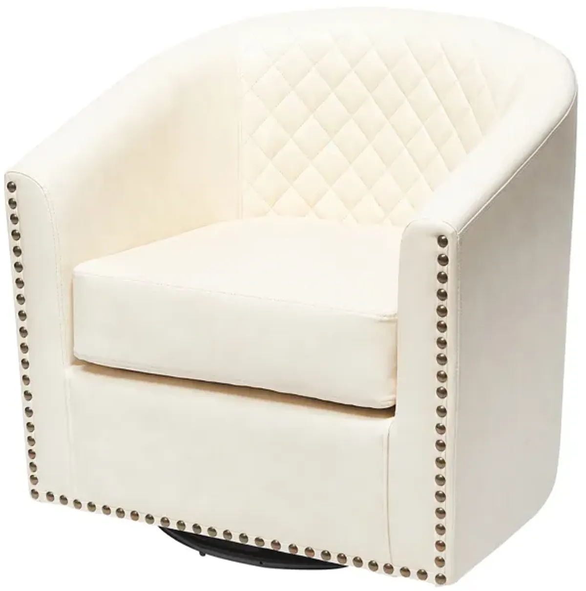 29" Wide Tufted PU Leather Swivel Barrel Chair