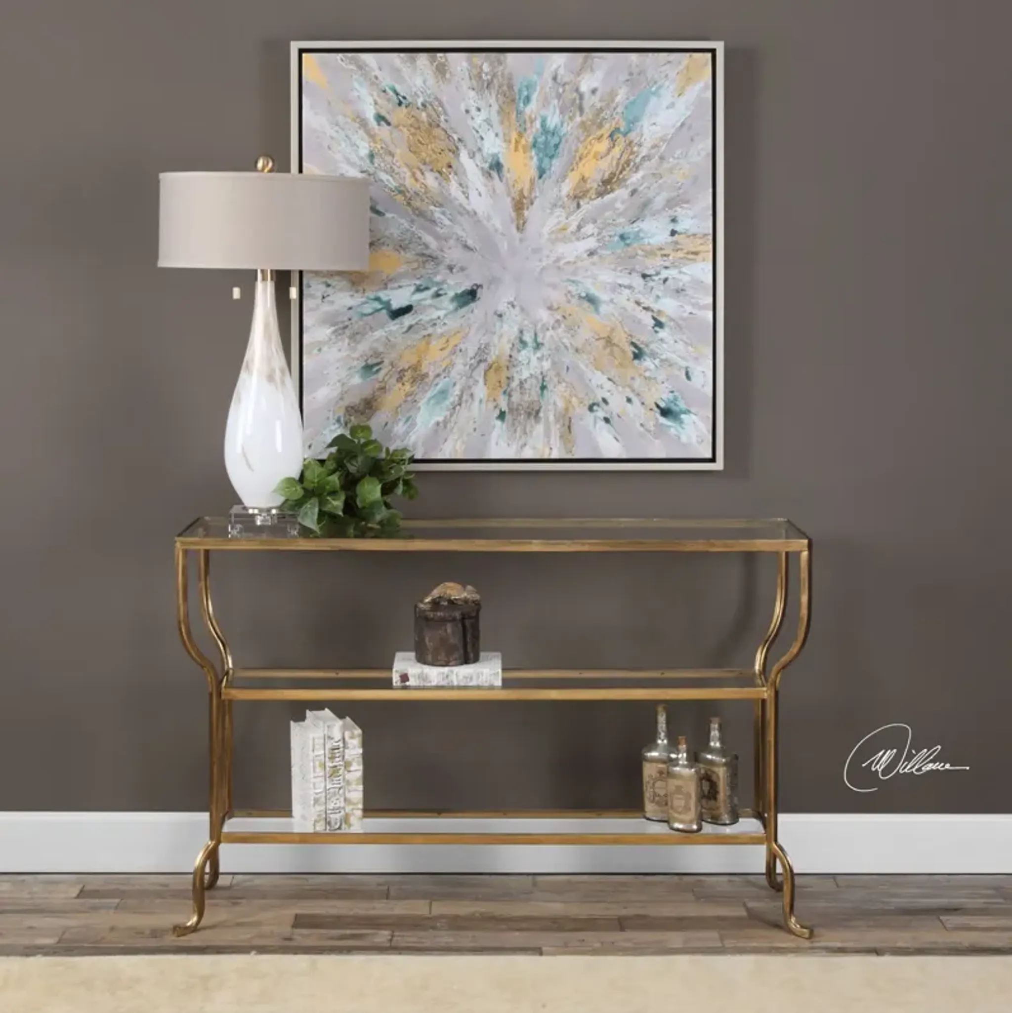 Uttermost Deline Gold Console Table Mathis Home | Furniture.com