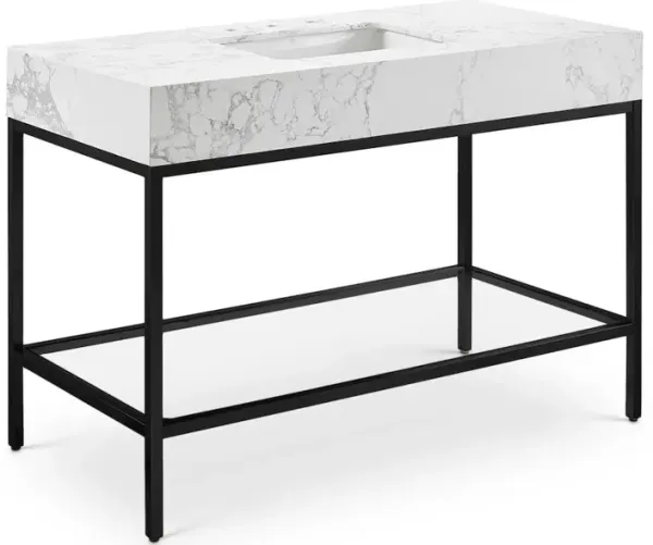 Meridian Furniture Marmo White Engineered Marble Bathroom Vanity