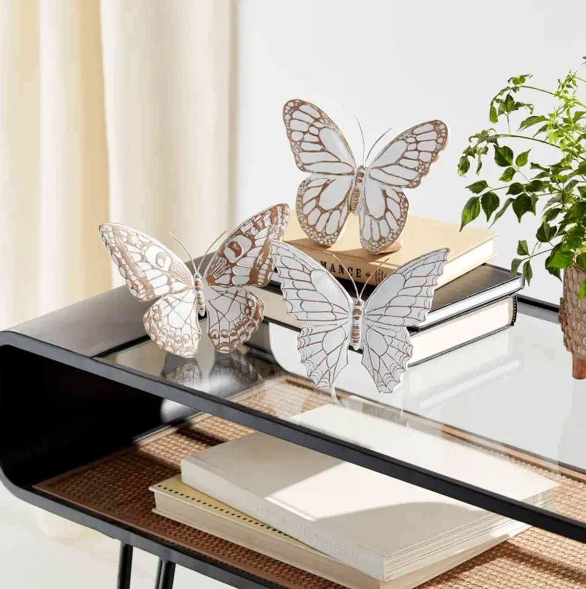 Butterfly Figurine - Decorative Accent for Home or Garden Decor (Set of 3)
