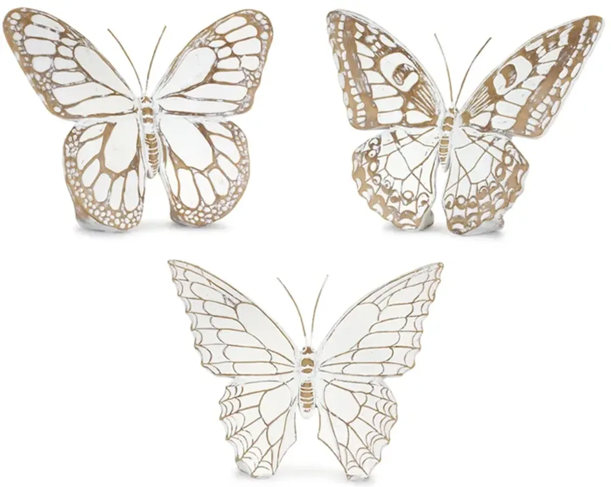 Butterfly Figurine - Decorative Accent for Home or Garden Decor (Set of 3)