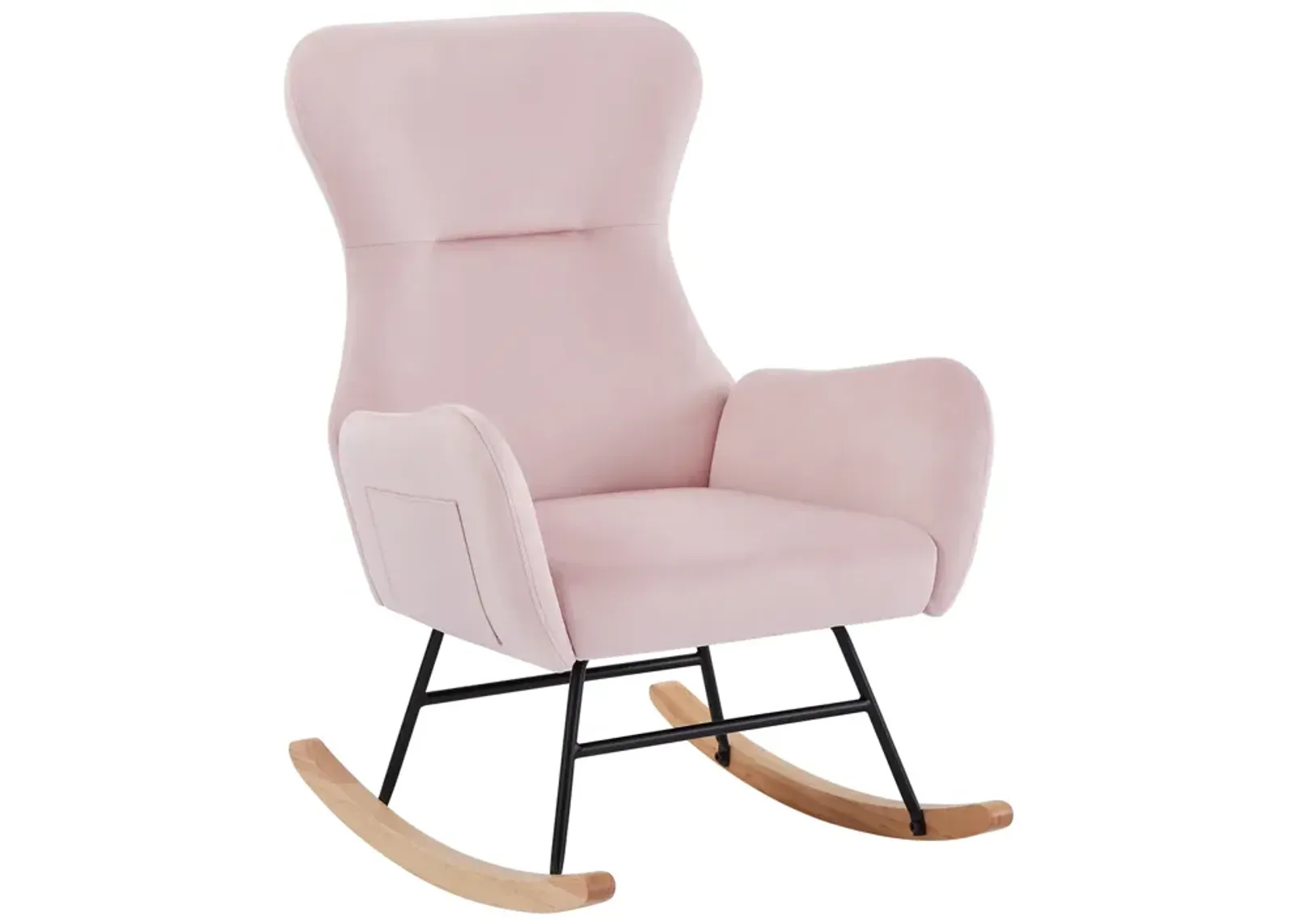 Pink Velvet Rocking Chair