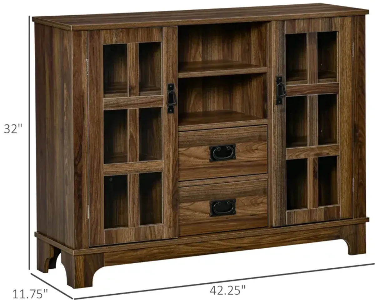 Walnut Dining Storage: Kitchen Sideboard with Glass Door & Drawers