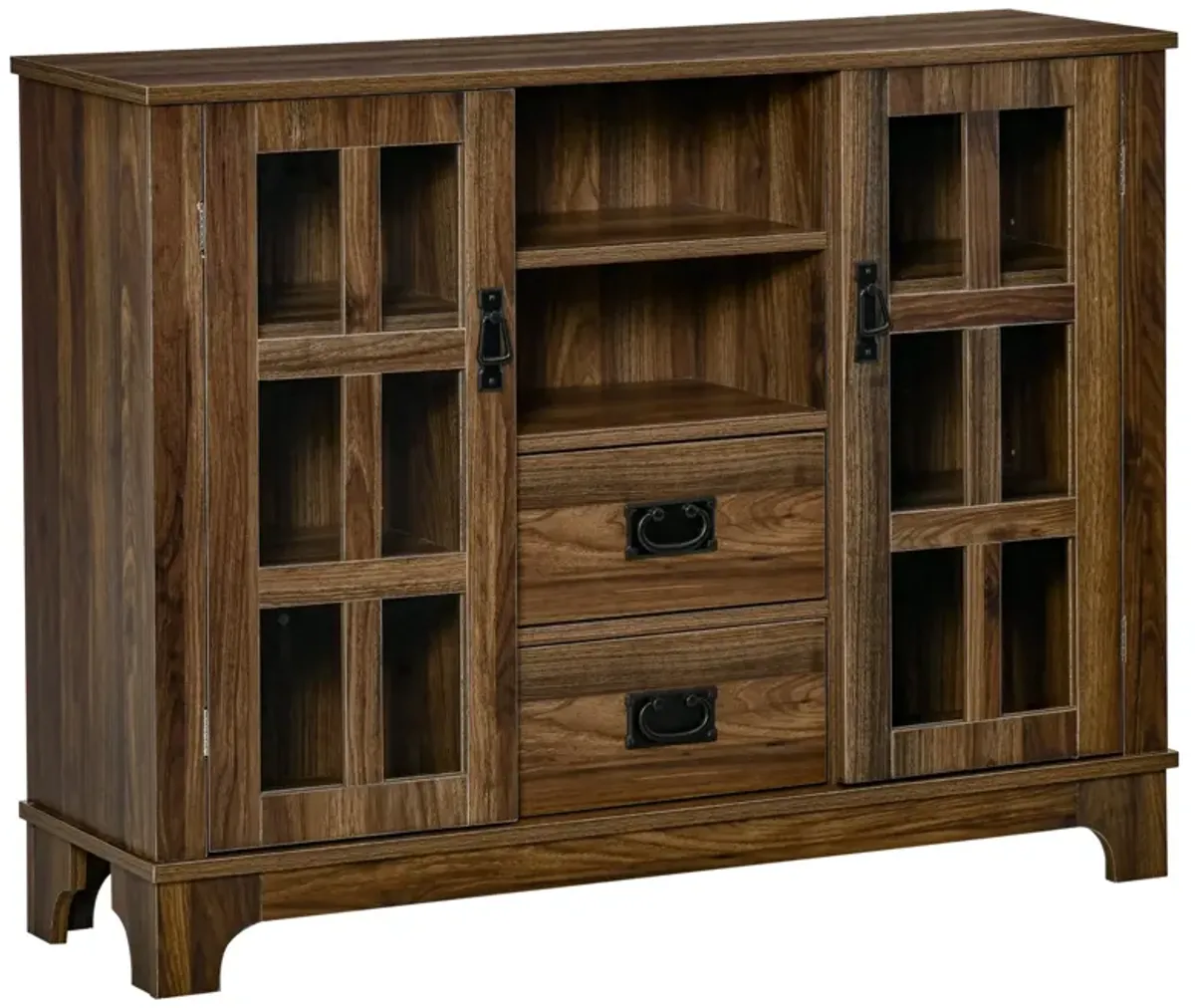 Walnut Dining Storage: Kitchen Sideboard with Glass Door & Drawers