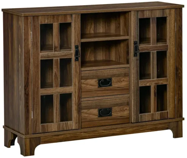 Walnut Dining Storage: Kitchen Sideboard with Glass Door & Drawers