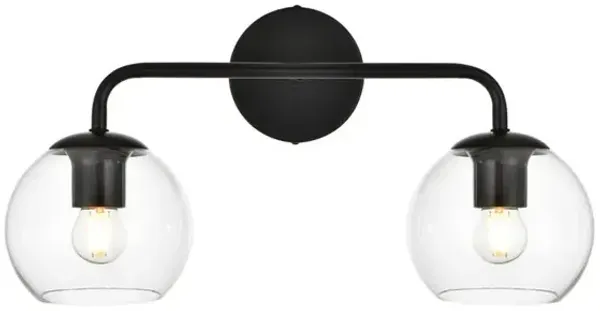 Living District Genesis 2 light Black and Clear Bath Sconce