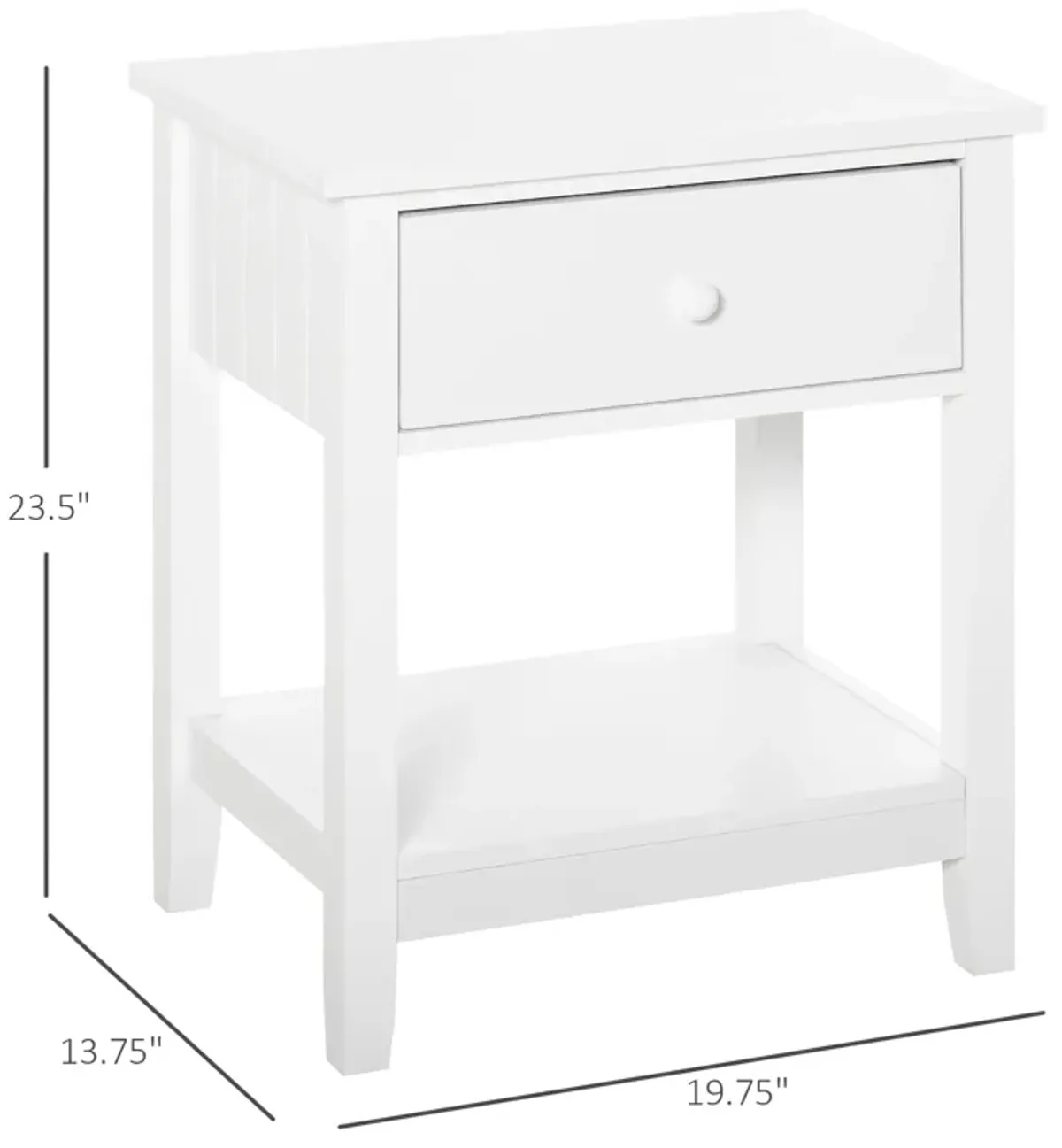 White Bedroom Helper: Modern Bedside Table with Drawer and Shelf