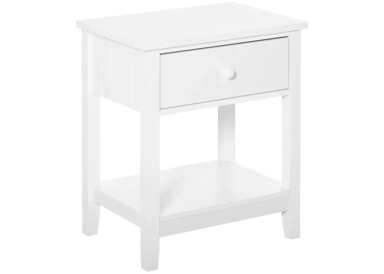 White Bedroom Helper: Modern Bedside Table with Drawer and Shelf