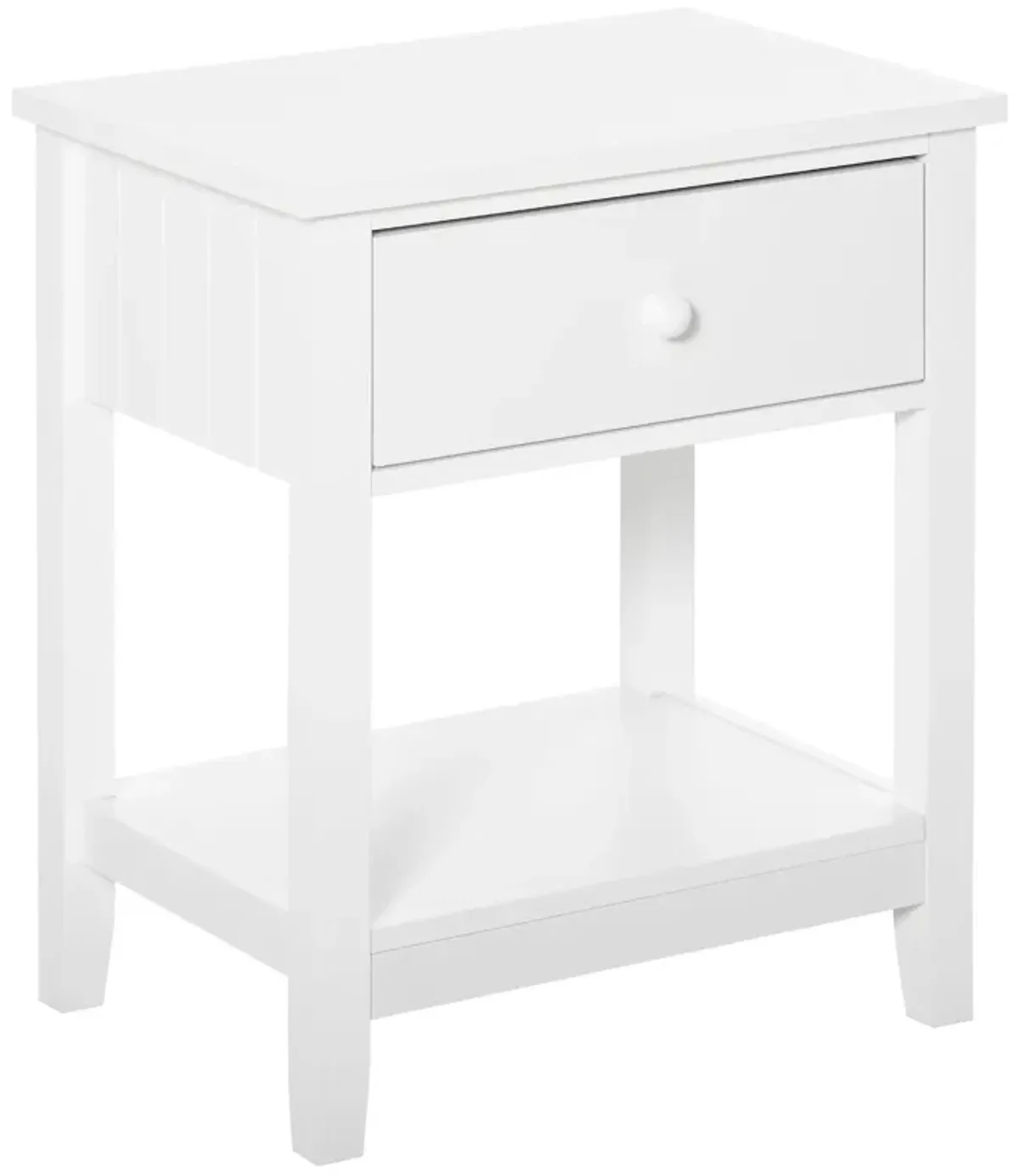 White Bedroom Helper: Modern Bedside Table with Drawer and Shelf