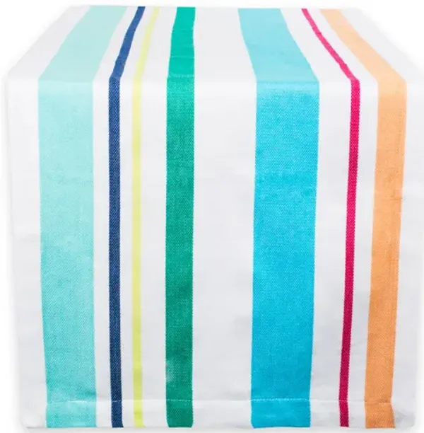 72" Aqua Blue and Pink Striped Rectangular Table Runner