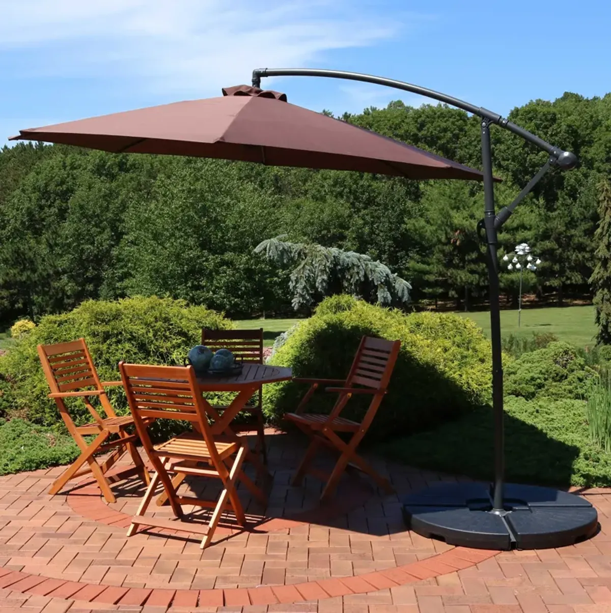 Sunnydaze 10 ft Cantilever Offset Steel Patio Umbrella with Crank