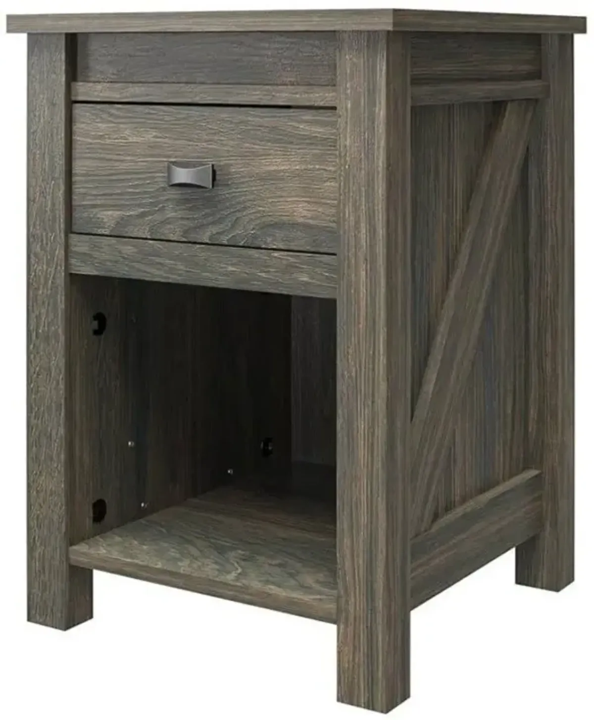 Hivvago Farmhouse 1-Drawer Bedroom Nightstand with Open Shelf