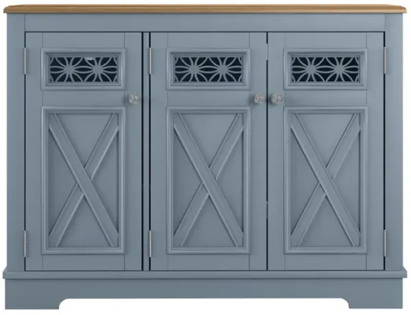 FESTIVO 44.5" Farmhouse Sideboard Buffet Cabinet with 3 Patterned Glass Doors