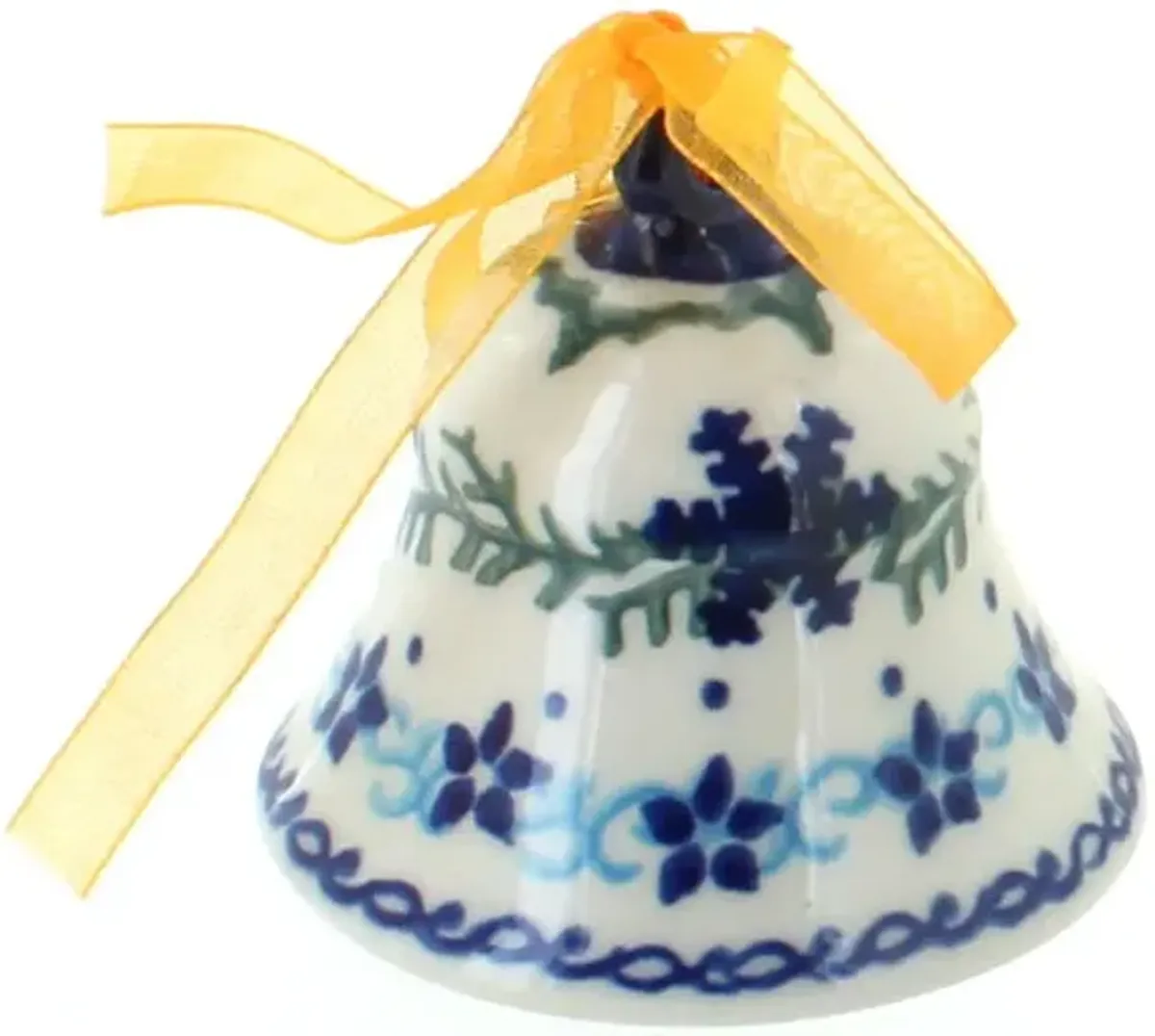 Blue Rose Polish Pottery Holiday Pine Small Bell