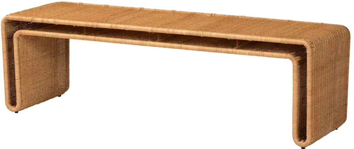 bali & pari Nevada Bohemian Light Honey Rattan Accent Bench