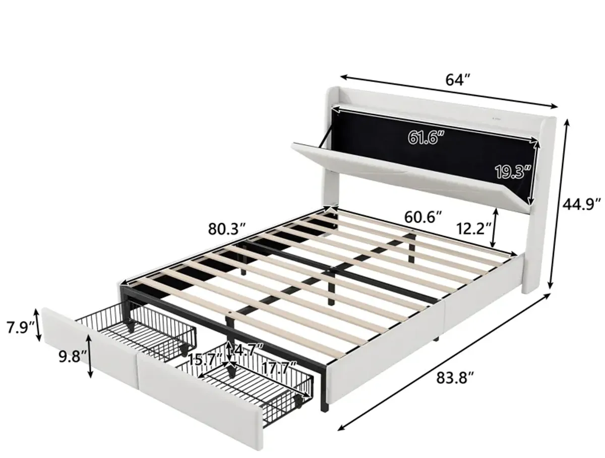 Merax Modern Platform Bed with Storage Headboard