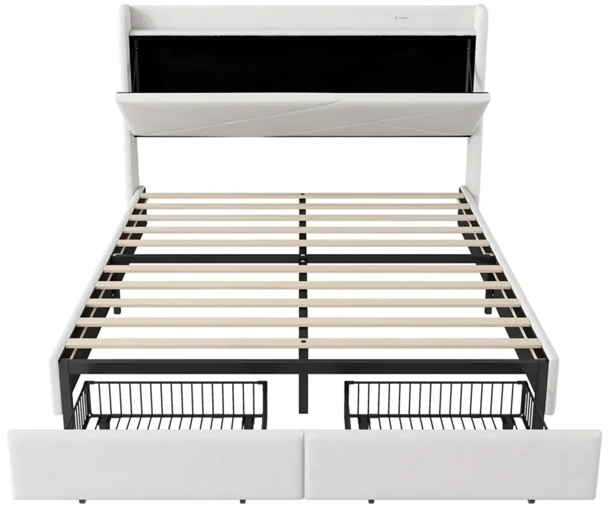 Merax Modern Platform Bed with Storage Headboard