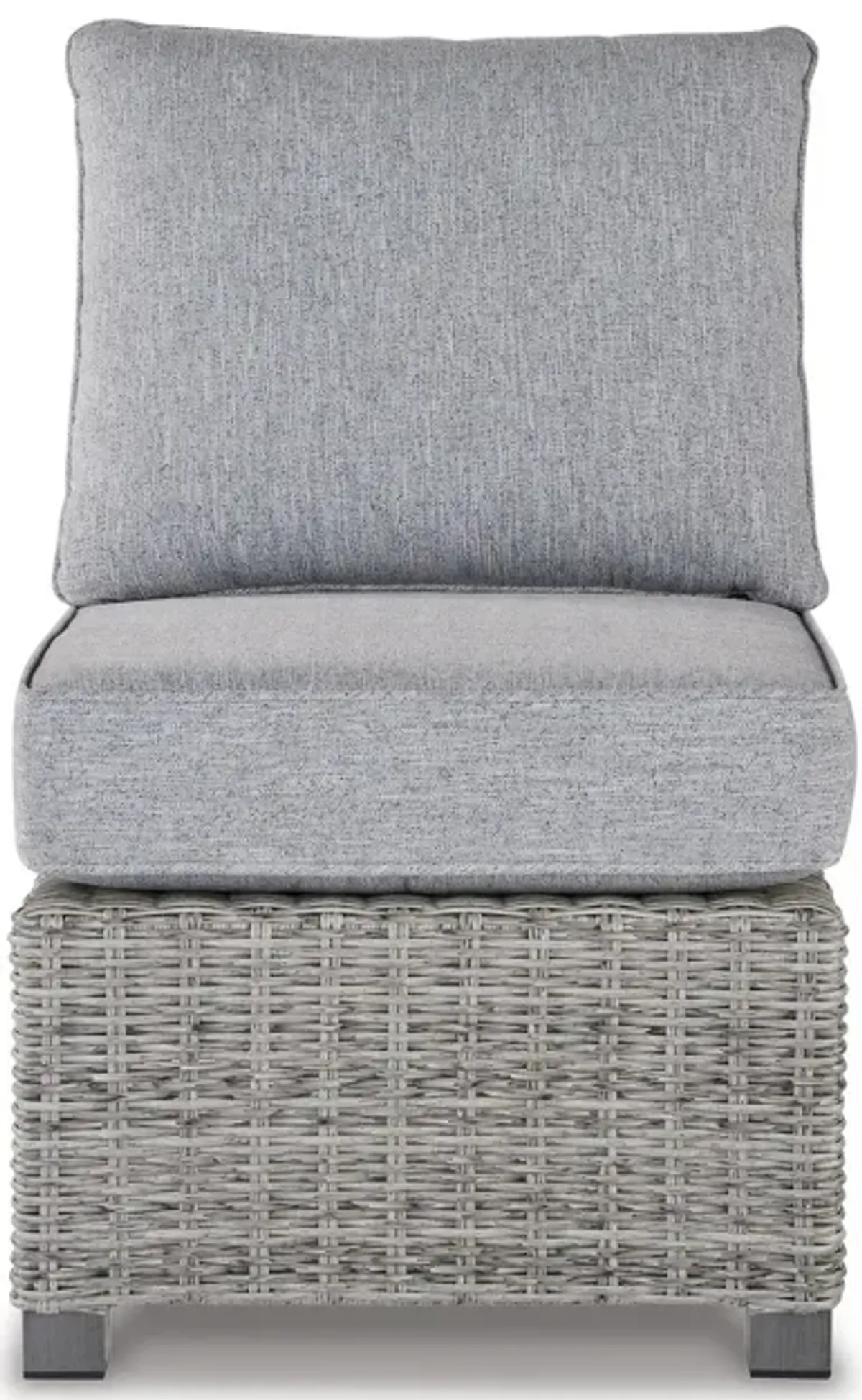 24 Inch Outdoor Accent Chair, Gray Cushions and All Weather Resin Wicker-Benzara