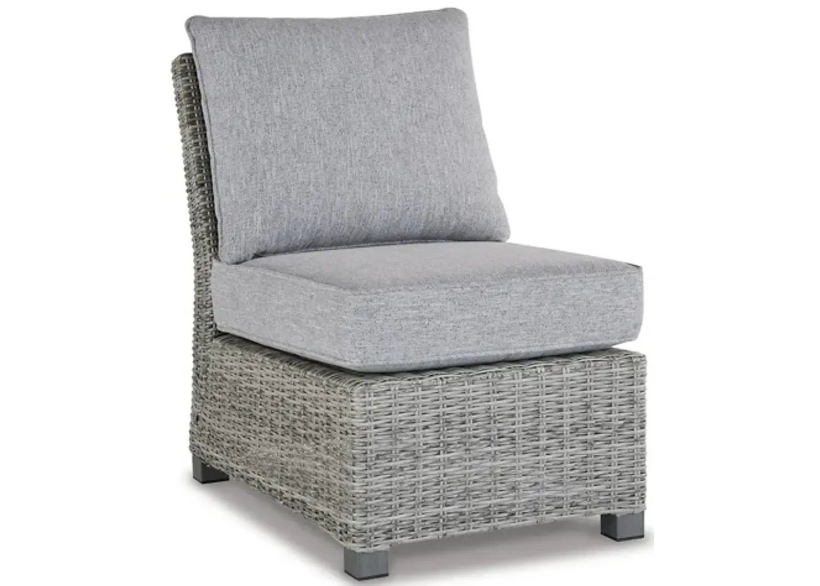 24 Inch Outdoor Accent Chair, Gray Cushions and All Weather Resin Wicker-Benzara