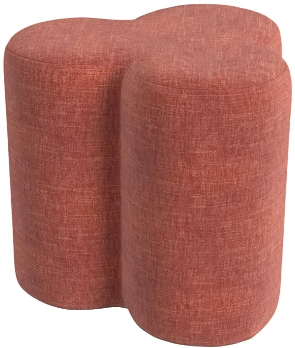 Ace Accent Ottoman with Fun Clover Shape, Pink Chenille, 18 Inch