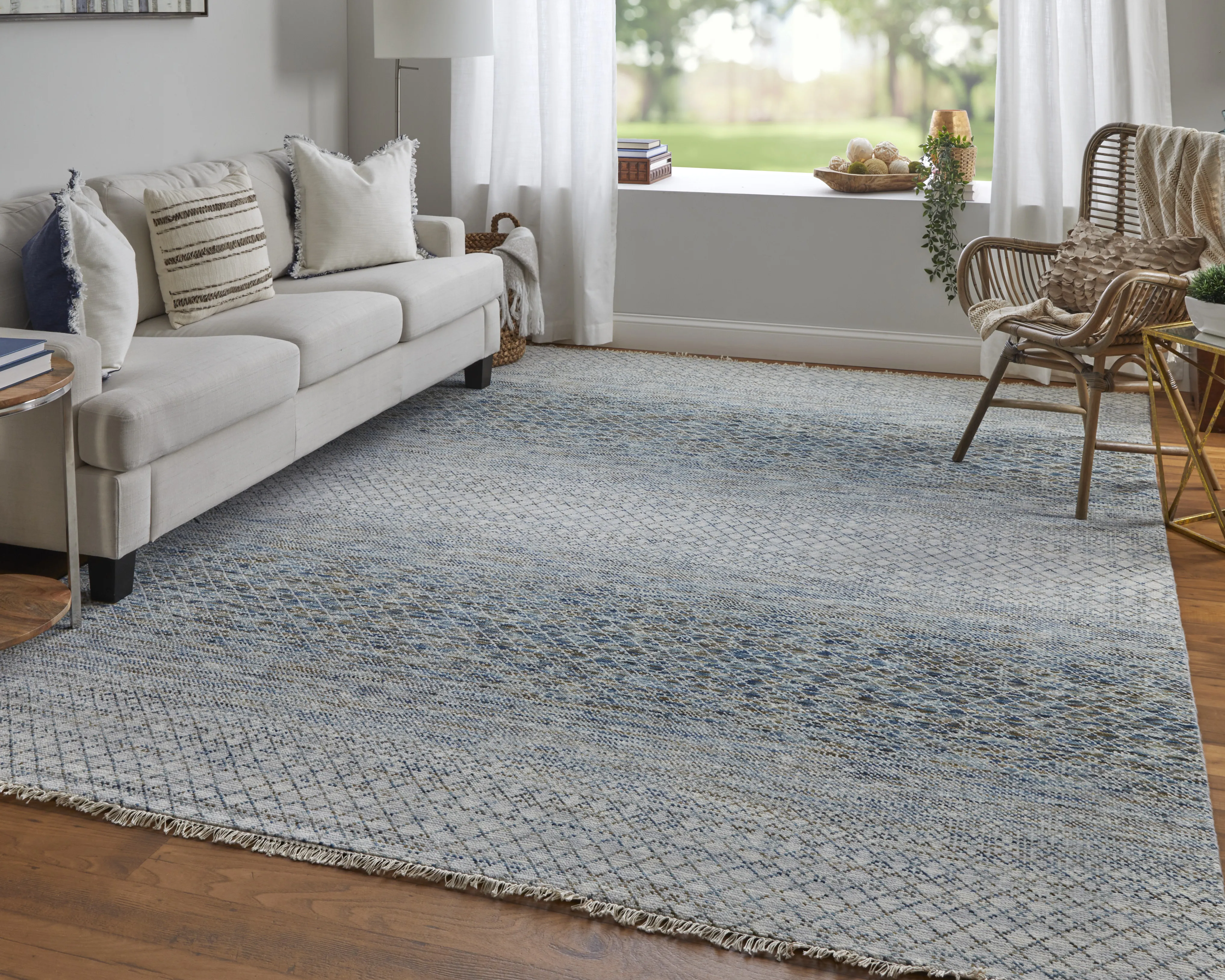 Branson 69BQF 5'6" x 8'6" Blue/Ivory/Brown Rug