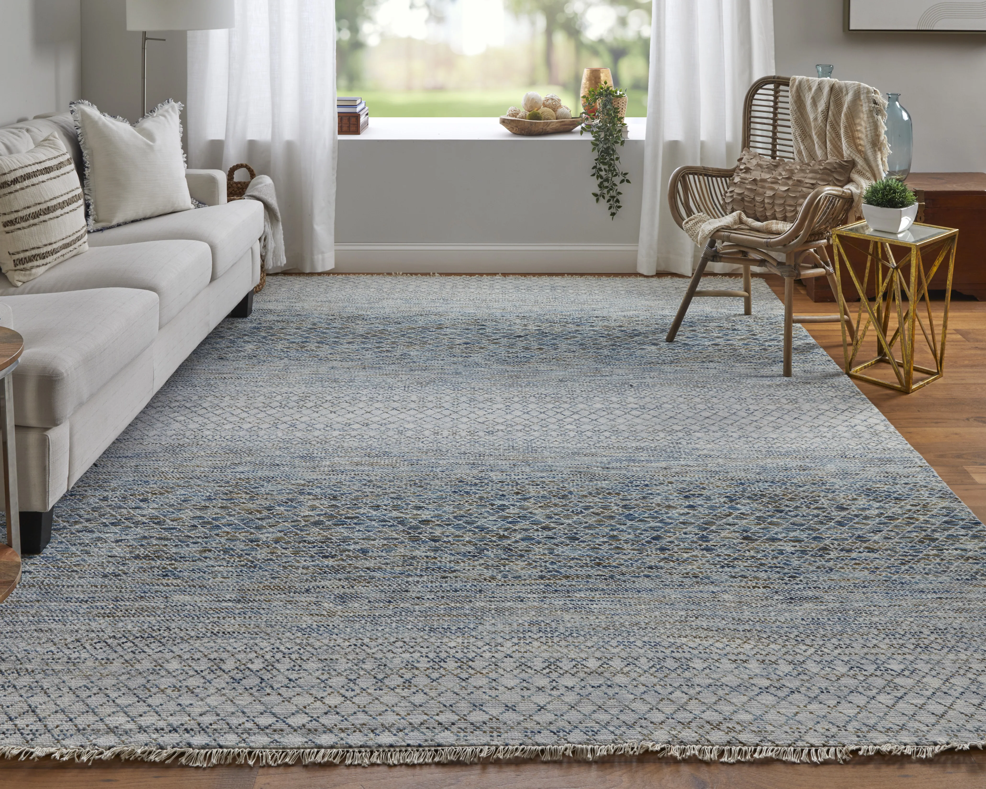 Branson 69BQF 5'6" x 8'6" Blue/Ivory/Brown Rug