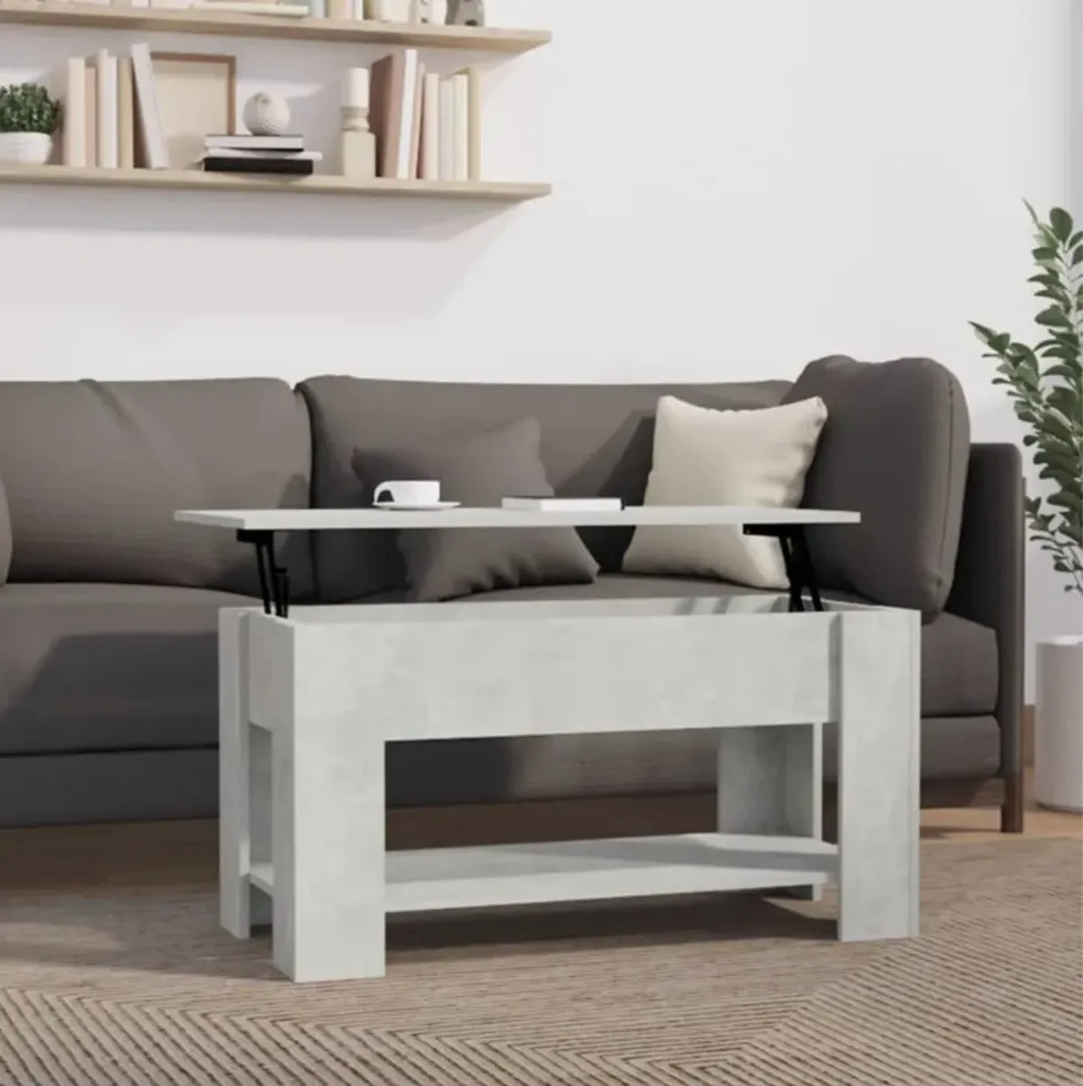 vidaXL Coffee Table Concrete Gray 39.8"x19.3"x20.5" Engineered Wood