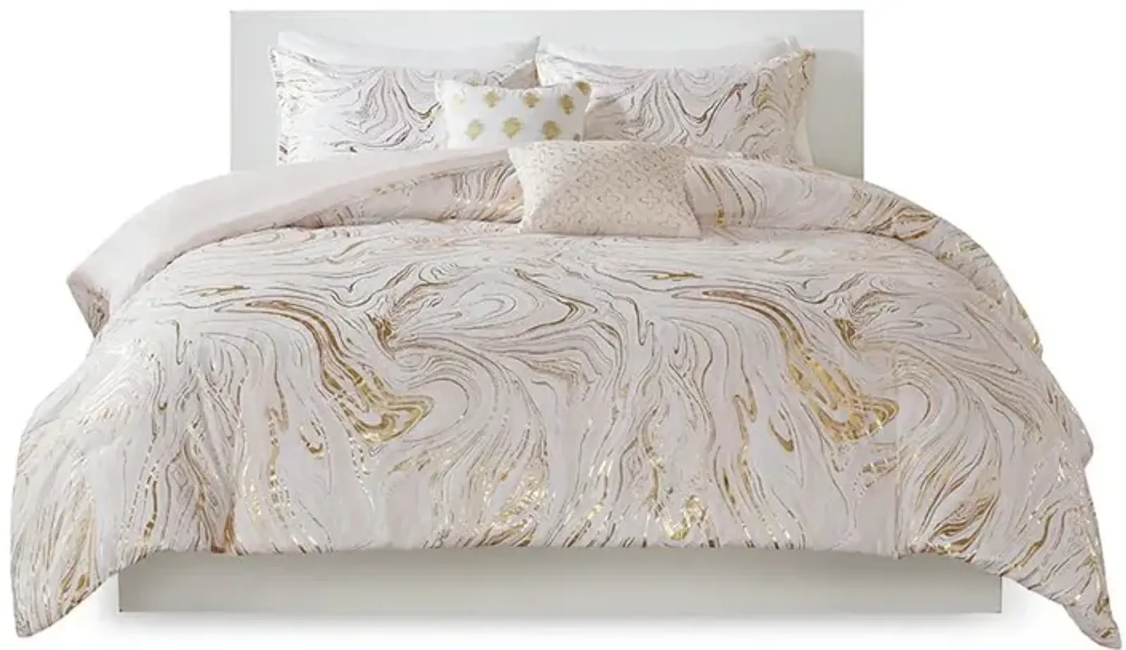 Belen Kox Contemporary Metallic Swirl Duvet Cover Set, Belen Kox