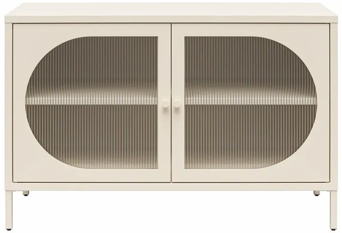 Luna Wide 2 Door Accent Cabinet with Fluted Glass